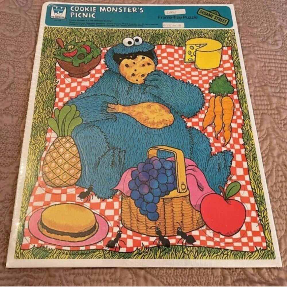 Vintage Whitman Cookie Monster Frame Tray Puzzle Sesame Street - Sealed NEW